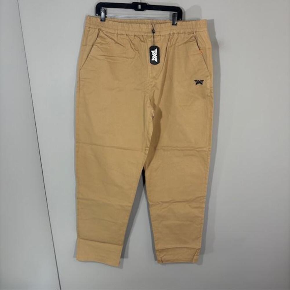 PXG Pants Mens 2XL Beige Relaxed Fit Khaki Elastic Waist Golf Casual Stretch